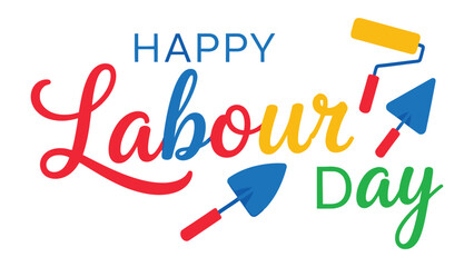 Labor Day Wishes: A vibrant illustration celebrating the spirit of Labour Day with a cheerful banner, tools and a celebratory feel. 