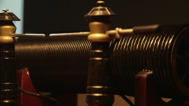 closeup of a spark gap transmitter sending SOS