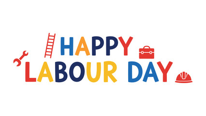 Happy Labour Day Colorful Celebration: A bright and vibrant graphic that announces Labour Day, the design elements celebrate the spirit of work and workers.