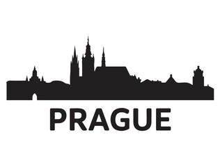 Fototapeta premium Prague skyline silhouette. Black Prague city. Vector black silhouette. with white background
