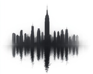 Obraz premium Misty cityscape reflection