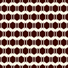 Honeycomb seamless pattern. Hexagon mosaic tiles ornament. Ethnic surface print. Repeated geometric figures background. Ornamental wallpaper. Modern geo design digital paper.