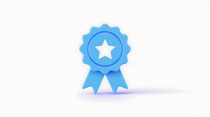 Blue Ribbon Award with Star on White Background recognition