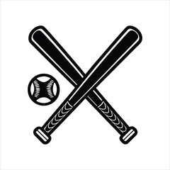Minimalist Crossed Bat and Ball Vector Graphic Design