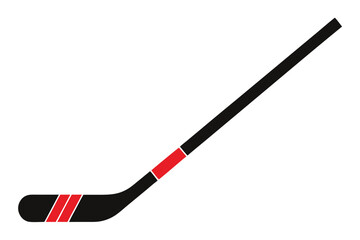 Simple illustration of a hockey stick with red accents on white background