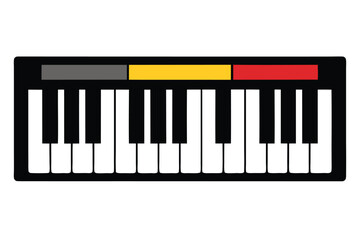 Fototapeta premium Cartoon representation of a piano keyboard with a colorful upper portion