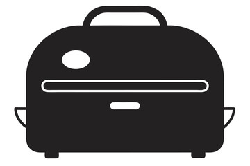Black Silhouette of a Portable BBQ Grill or Smoker with Handle