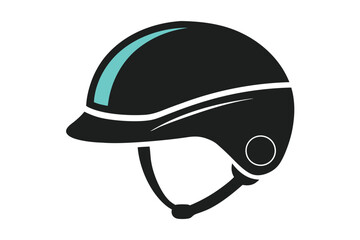 Naklejka premium Stylized Vector Image of an Equestrian Riding Helmet in Black and Teal
