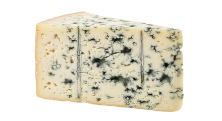Isolated Wedge of Blue Cheese on White Background