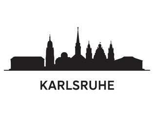 Fototapeta premium Karlsruhe skyline silhouette. Black Karlsruhe city. Vector black silhouette. with white background