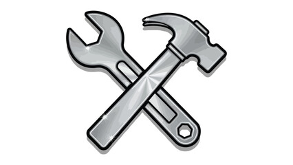 Tools of the Trade: A crossed set of industrial tools, hammer and wrench, symbolizing construction, maintenance, and the very essence of hands-on work, rendered in intricate detail.