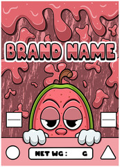 Guava Fruit Strain Cartoon with Slime Background.