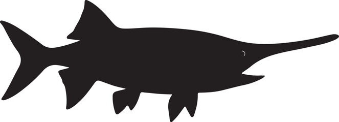 Paddlefish silhouette illustration for banners and advertisements