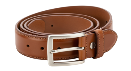 Isolated Brown Leather Belt