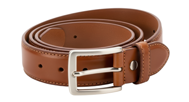 Isolated Brown Leather Belt