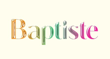 Baptiste name. Golden Name illustration. Colorful gradient graphic vector typography with removable background. 3D Separate european french name.	