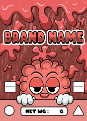 Bubble Gum Strain Cartoon with Slime Background.