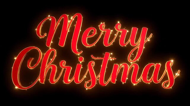 Merry Christmas Glowing Text Animation on Black Background