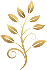 stylized gilded plant curling stems shimmering leaves