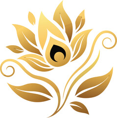 stylized gold botanical curls glowing petals decoration
