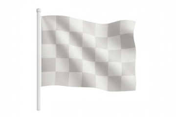Checkered flag waving in the wind on a transparent background, symbolizing motorsport, victory, and the end of a race