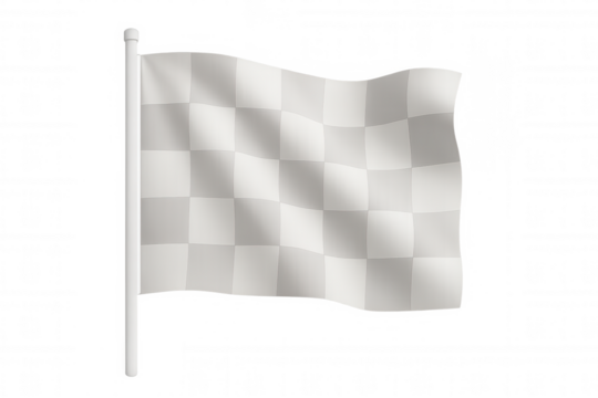 Checkered flag waving in the wind on a transparent background, symbolizing motorsport, victory, and the end of a race