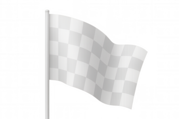 Checkered flag waving in the wind, representing motorsport racing and victory, on a transparent background