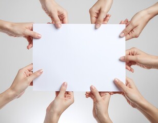 Many Hands Holding Blank Sign (AI Generated)