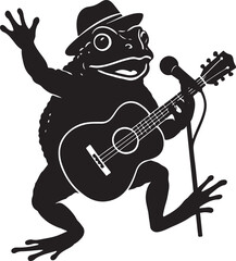 Joyful american toad singing and dancing in a whimsical silhouette