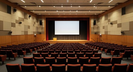 Naklejka premium Empty Auditorium with Stage and Seats Ready for an Event