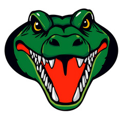 Crocodile head, crocodile head logo, multi-colored to make it more visible and attractive, close-up, transparent background