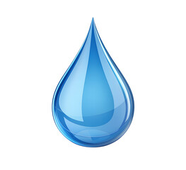 Realistic Blue Water Drop Illustration with Reflections on Transparent Background