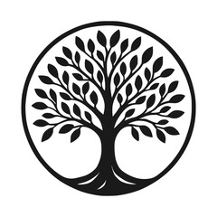 Minimalist tree logo in circle, ideal for eco brands, wellness products, nature apps, or organic packaging.
