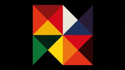 Colorful Geometric Pattern Created With Various Shapes and Colors Against a Dark Background Showcasing Artistic Design Concepts