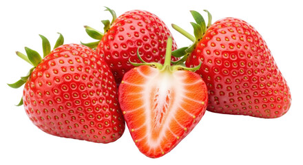 Isolated Strawberry Slices and Whole