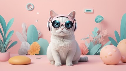 Fototapeta premium Cat with glasses