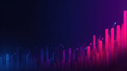 Naklejka premium Abstract Growth Chart: Neon Pink & Blue Financial Success Visualization