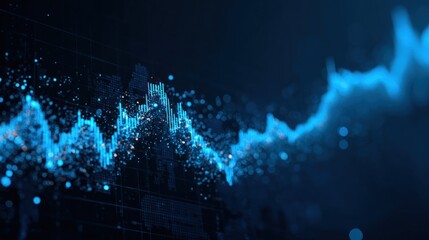 Abstract Blue Data Visualization: Dynamic Stock Market Trend