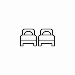 two separate beds icon sign vector