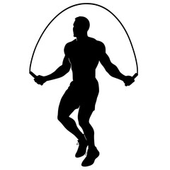 Silhouette of a Man Skipping Rope.