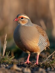 A spotted bird stands elegantly on the ground, featuring vibrant colors and intricate patterns, Ideal for nature enthusiasts, wildlife conservation projects