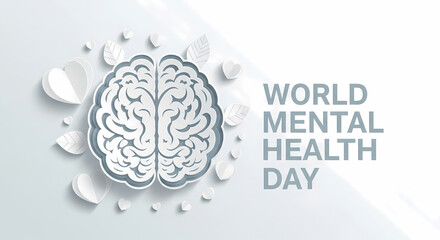 Support world mental health day with brain illustration for social awareness campaign