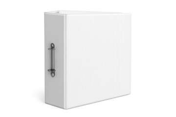 Closed white binder on transparent background, ideal for showcasing organization, document storage, and office supplies