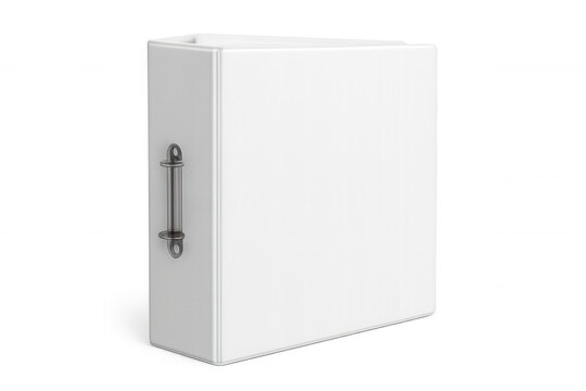 Closed white binder on transparent background, ideal for showcasing organization, document storage, and office supplies