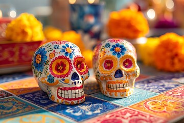 Colorful calaveras celebrating day of the dead festivities