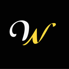 Colorful swirling letter W design with vibrant hues on a clean white background