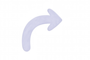 Sleek curved arrow vector directing rightward, transparent backdrop highlighting minimalist graphic design element