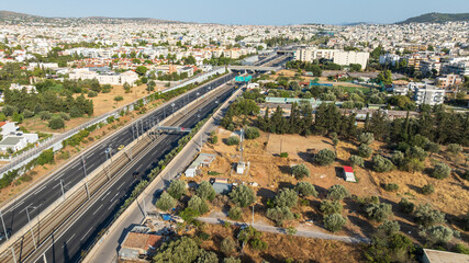 Aerial view of urban highway