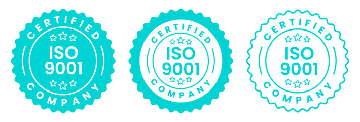 ISO 9001 Certified Company Stamp Badge Seal Label Quality Assurance Compliance Mark for Quality Management Standard Certification Vector Illustration with Transparent Background