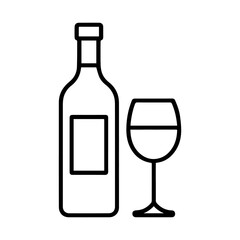 Line icon bottle of wine and glass vector on white background
Vector line icon on white background